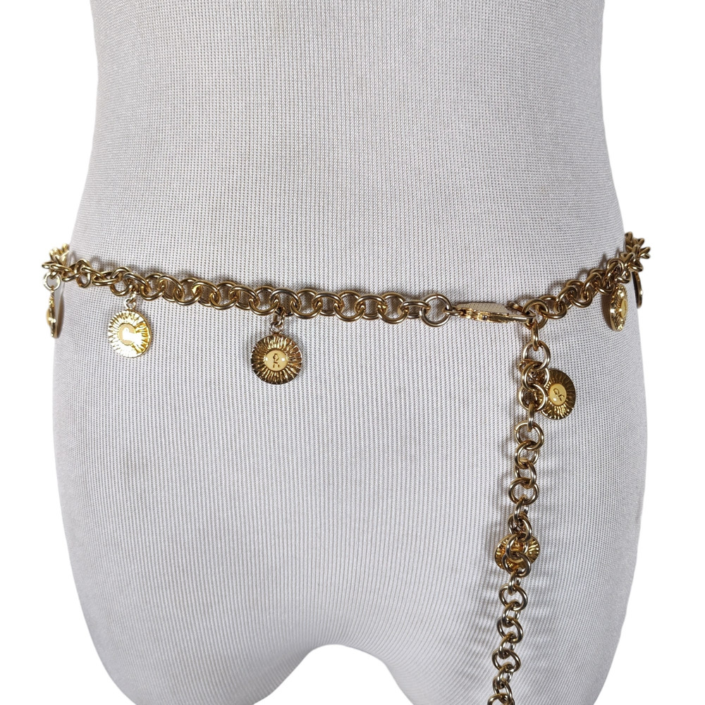 Vintage Roberta di Camerino Italy Gold Tone Chain Belt Medallion Charm 39"
